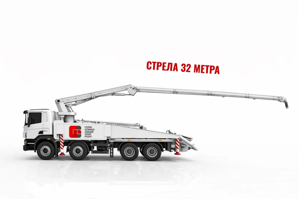 Автобетононасос со стрелой 32 м для подачи бетона в Дубне и области
